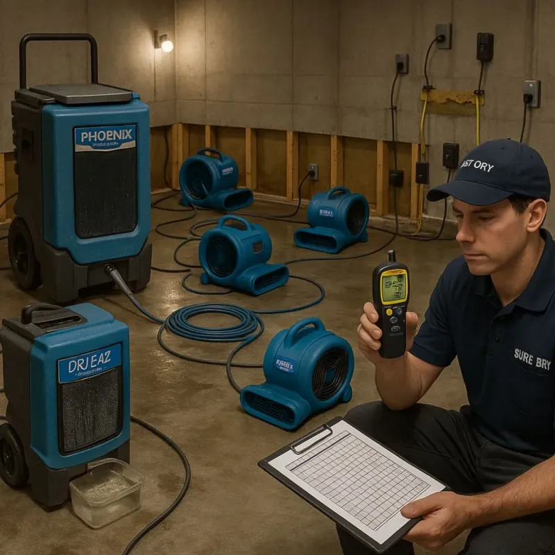 Structural Drying and Dehumidification process in Woolwich, ME